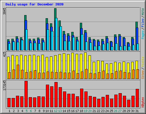 Daily usage for December 2020