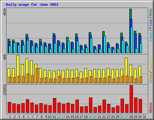 Daily usage for June 2021