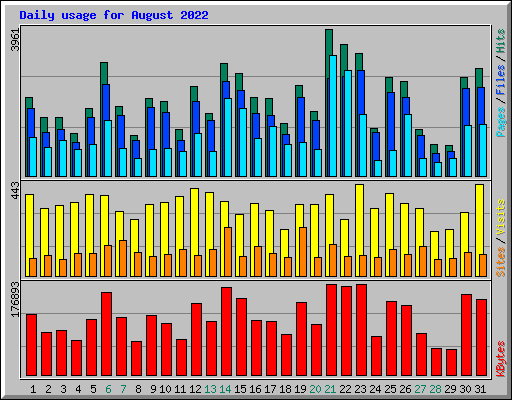 Daily usage for August 2022