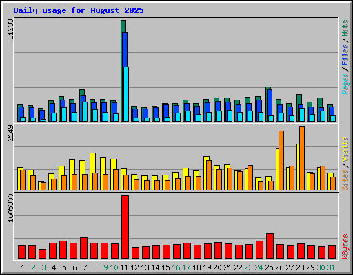 Daily usage for August 2025