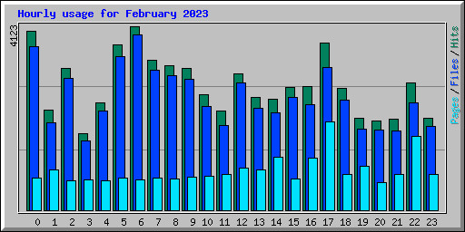 Hourly usage for February 2023